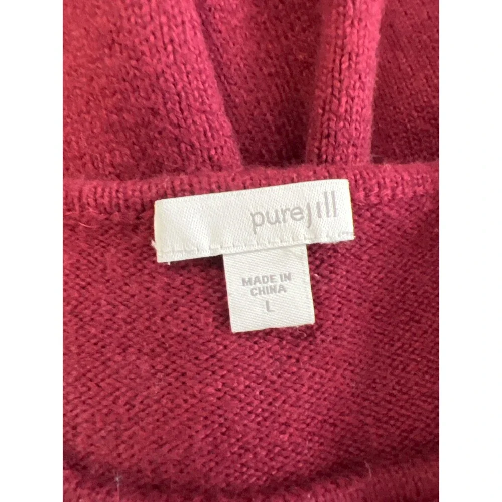 Pure J Jill Women's Burgundy Knit Long Sleeve One-Pocket Sweater - L